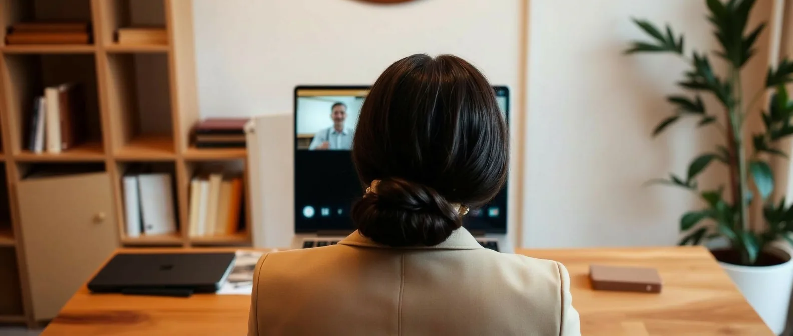 Studentessa segue una lezione online dello Swiss International College